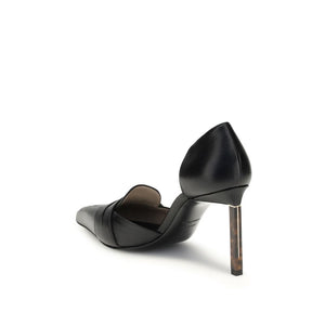 Schwarze Lederpumps mit hohem Absatz