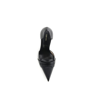 Schwarze Lederpumps mit hohem Absatz