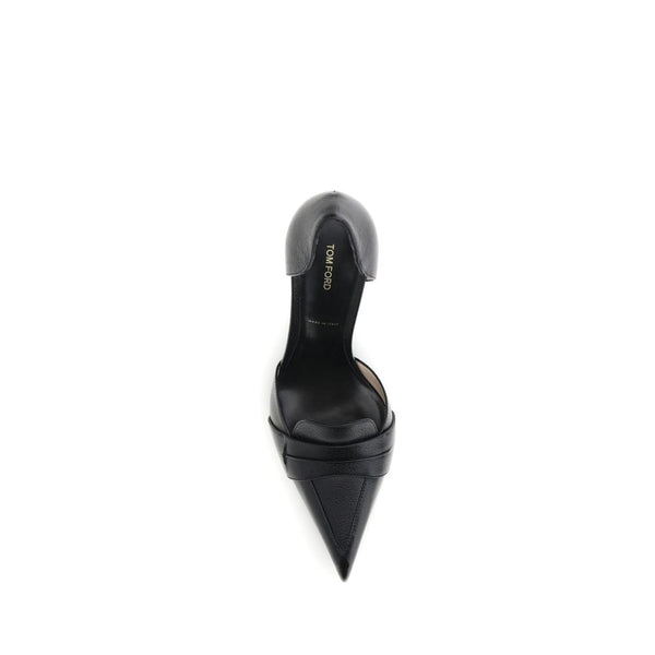 Schwarze Lederpumps mit hohem Absatz