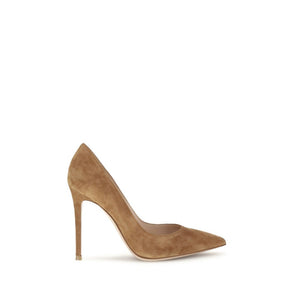 Beigefarbene Wildleder-Pumps mit hohem Absatz