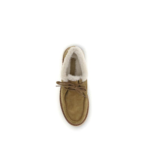 Beigefarbene Leder-Oxfords und -Derbies