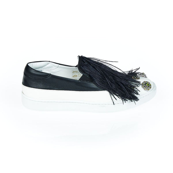 Schwarzer Leder-Slipper für Damen