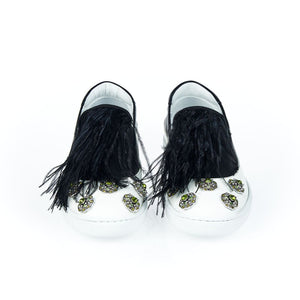 Schwarzer Leder-Slipper für Damen