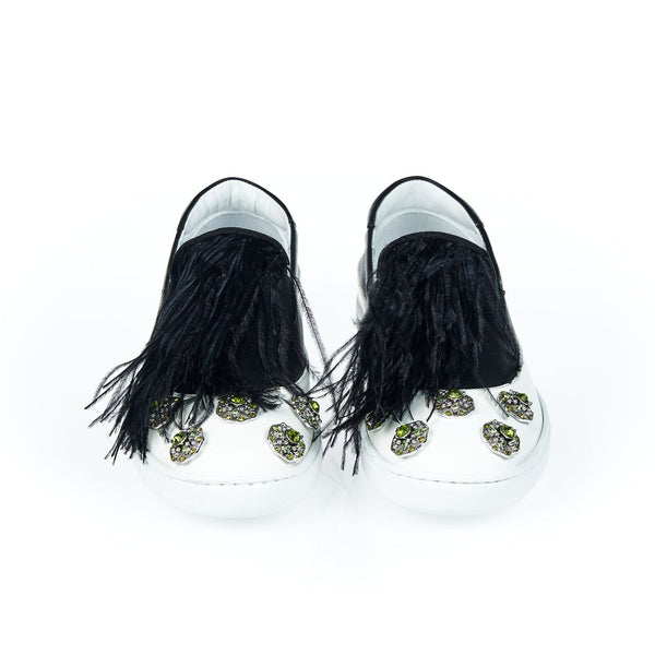 Schwarzer Leder-Slipper für Damen