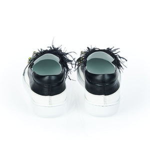 Schwarzer Leder-Slipper für Damen