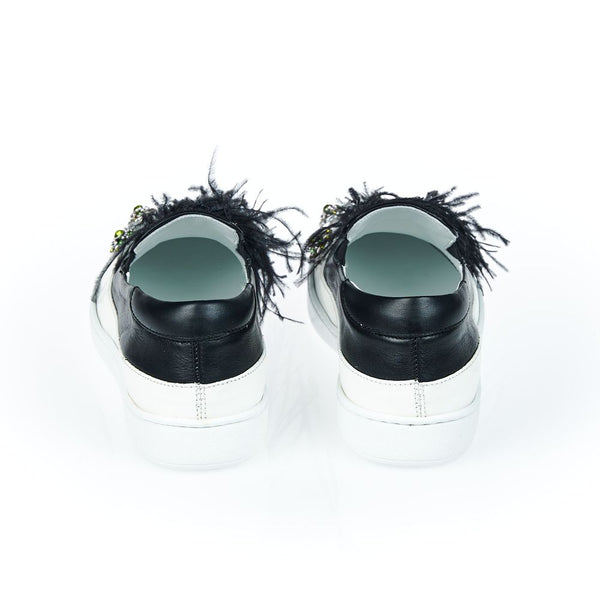 Schwarzer Leder-Slipper für Damen