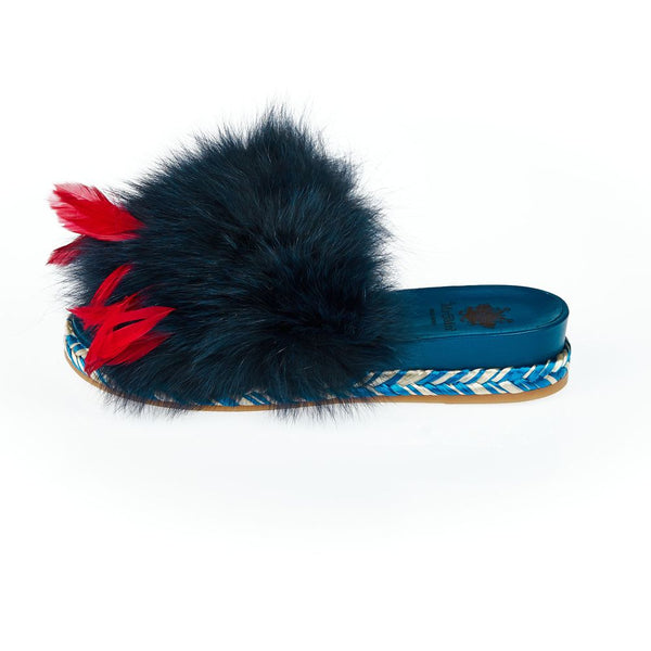 Blaue Lammleder Damen Sandale