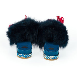 Blaue Lammleder Damen Sandale