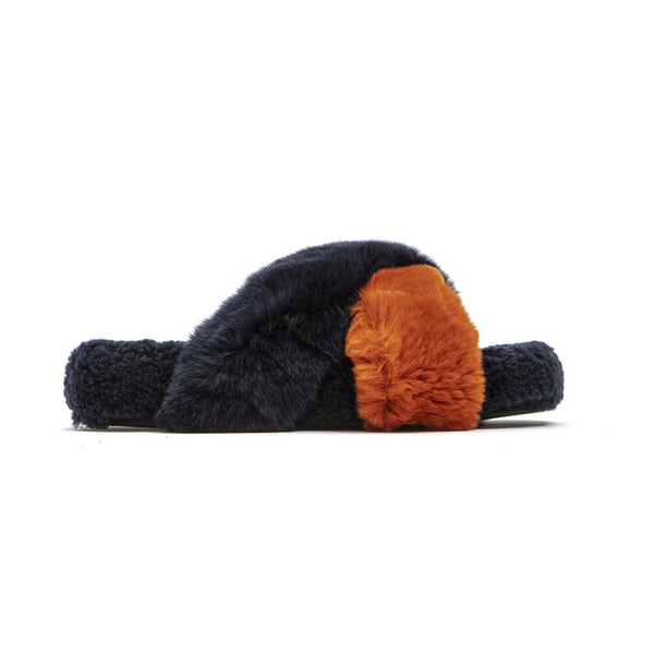 Blaue Kaninchenfell Damen Sandale