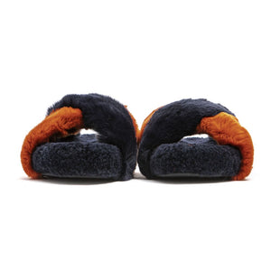 Blaue Kaninchenfell Damen Sandale