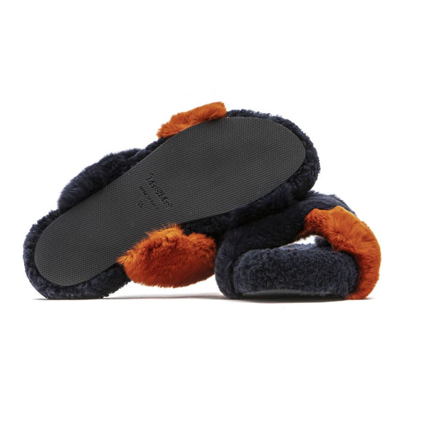 Blaue Kaninchenfell Damen Sandale