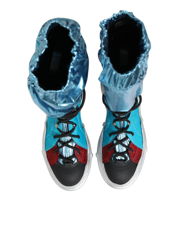 Blue Lace Up Over The Knee Socken Männer Stiefel Schuhe