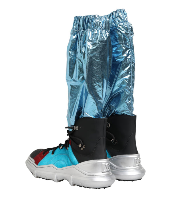 Blue Lace Up Over The Knee Socken Männer Stiefel Schuhe