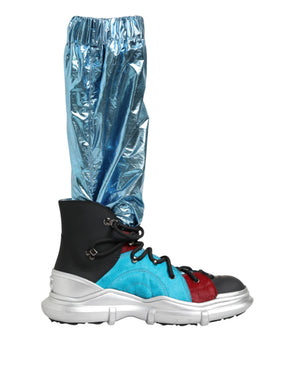 Blue Lace Up Over The Knee Socken Männer Stiefel Schuhe