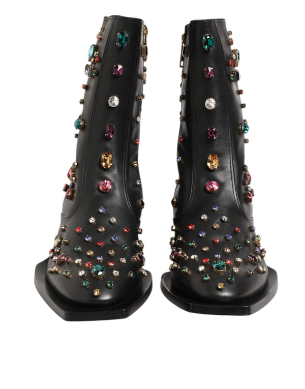 Schwarz Kristall verschönert Männer kurze Stiefel Schuhe
