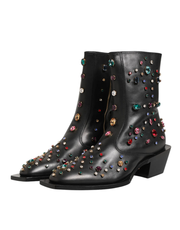 Schwarz Kristall verschönert Männer kurze Stiefel Schuhe