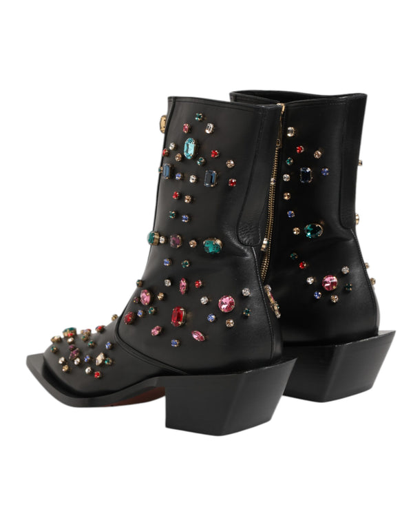 Schwarz Kristall verschönert Männer kurze Stiefel Schuhe