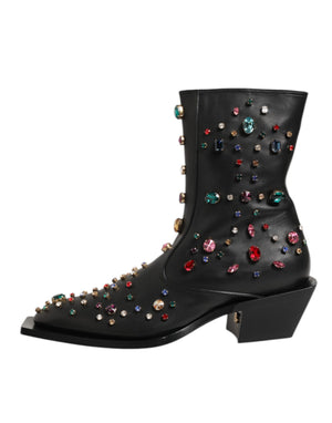 Schwarz Kristall verschönert Männer kurze Stiefel Schuhe