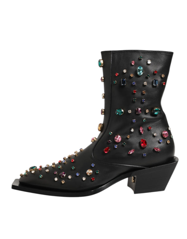 Schwarz Kristall verschönert Männer kurze Stiefel Schuhe