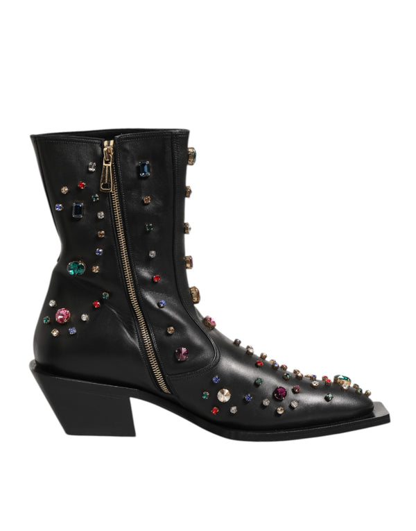 Schwarz Kristall verschönert Männer kurze Stiefel Schuhe