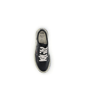 Schwarze Leder-Sneakers mit niedrigem Schnitt