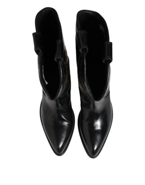 Schwarz Leder Over The Calf Biker Stiefel Schuhe