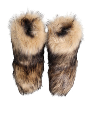 Braun Faux Skim Pelz Männer kurze Stiefel Schuhe