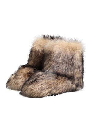 Braun Faux Skim Pelz Männer kurze Stiefel Schuhe