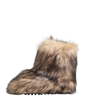 Braun Faux Skim Pelz Männer kurze Stiefel Schuhe