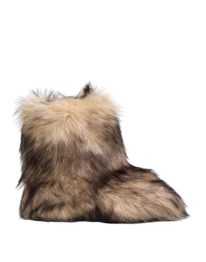 Braun Faux Skim Pelz Männer kurze Stiefel Schuhe