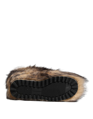 Braun Faux Skim Pelz Männer kurze Stiefel Schuhe