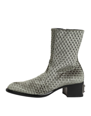 Graue Baumwolle Samt Mid Calf Kurze Stiefel Schuhe