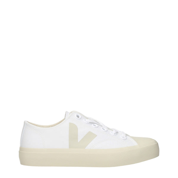Weiße Stoff-Sneaker mit niedrigem Schaft