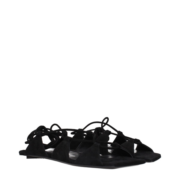 Schwarze Ledersandalen