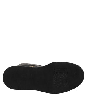 Schwarzes Logo Plaque Over The Calf Stiefel Schuhe