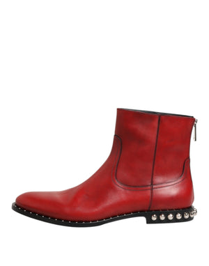 Rote beschlagene kurze Chelsea-Stiefel Schuhe