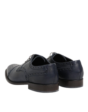 Blaue Leder Wingtip Schnürschuhe Formal Derby Schuhe
