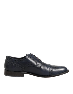 Blaue Leder Wingtip Schnürschuhe Formal Derby Schuhe