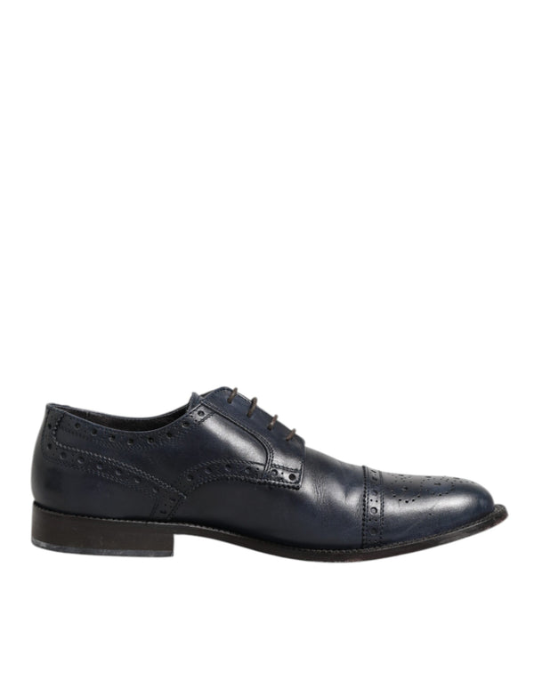 Blaue Leder Wingtip Schnürschuhe Formal Derby Schuhe