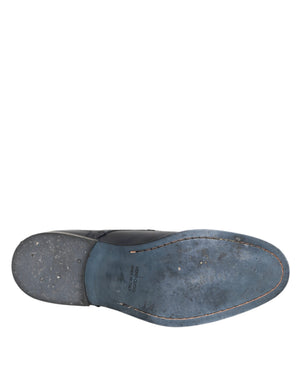Blaue Leder Wingtip Schnürschuhe Formal Derby Schuhe