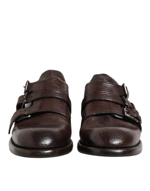 Braune Leder Monk Strap Formelle Derby Schuhe
