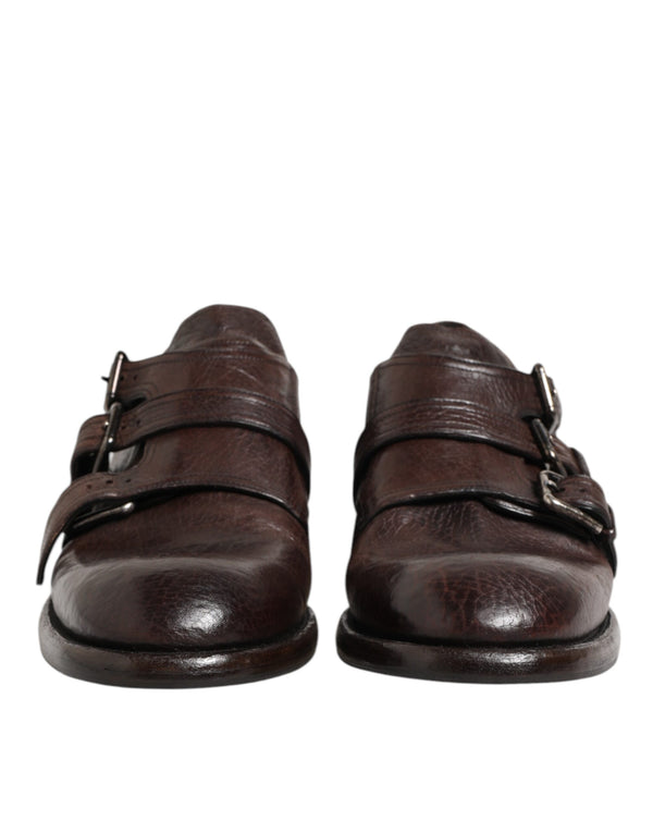 Braune Leder Monk Strap Formelle Derby Schuhe