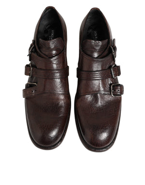 Braune Leder Monk Strap Formelle Derby Schuhe