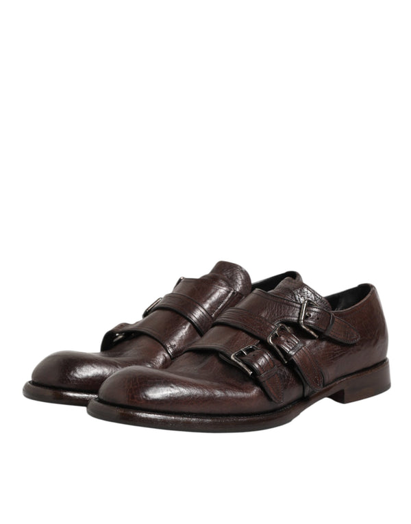 Braune Leder Monk Strap Formelle Derby Schuhe