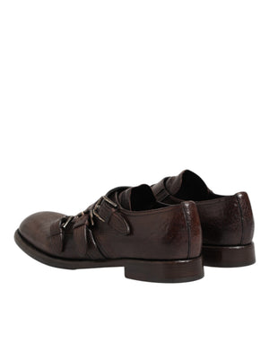Braune Leder Monk Strap Formelle Derby Schuhe