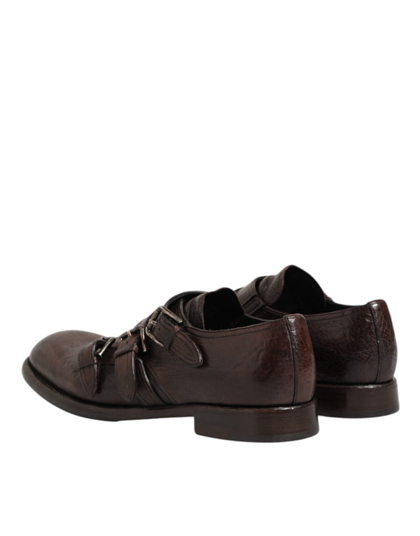Braune Leder Monk Strap Formelle Derby Schuhe
