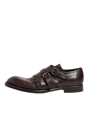 Braune Leder Monk Strap Formelle Derby Schuhe