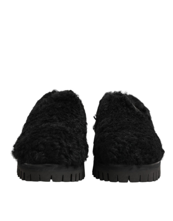 Kleid Schwarz Pelz Leder Hausschuhe Männer Schuhe