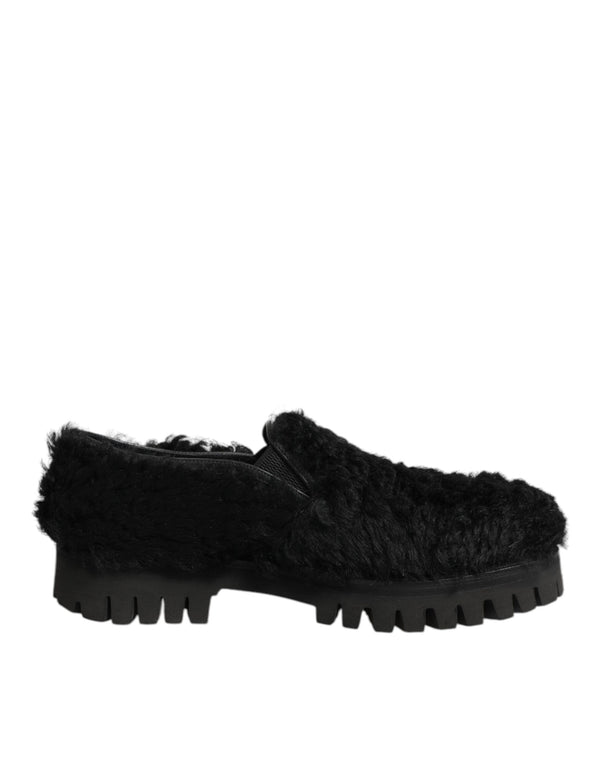 Kleid Schwarz Pelz Leder Hausschuhe Männer Schuhe