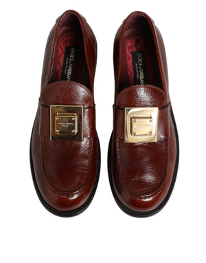 Braun Leder Logo Slip On Männer Kleid Schuhe